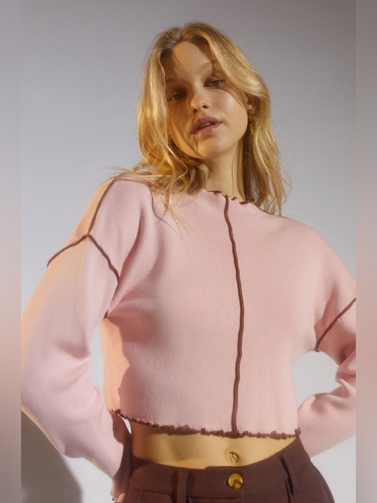 Urban Outfitters Tops - NWT! Urban Outfitters Pink Contrast Trim Long Sleeve Shirt (Size XS)
